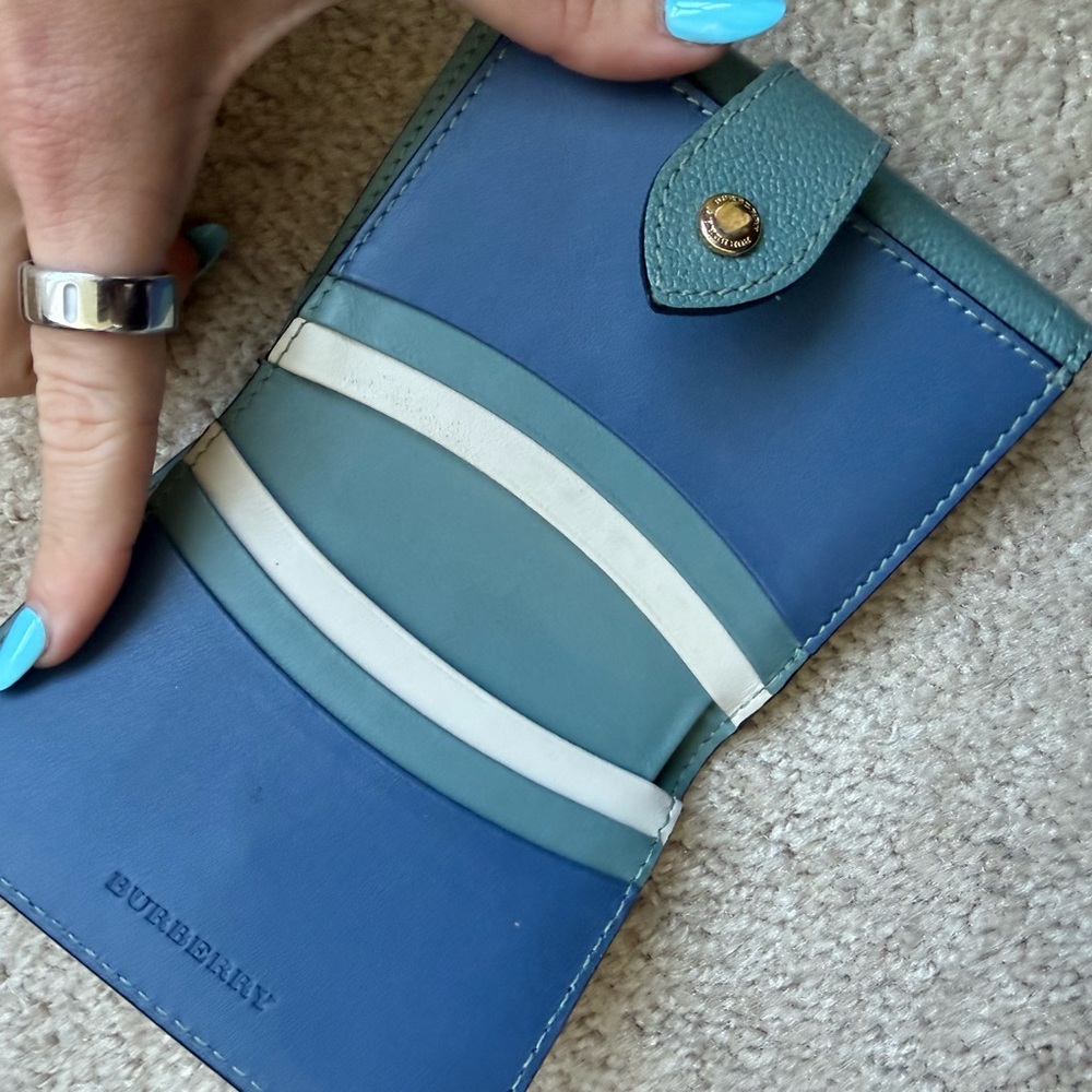 Burberry Teal and Plaid Compact Wallet with COA - Picture 4 of 8